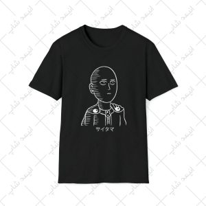 تیشرت مشکی طرح one punch man - مرد تک مشتی کد 2