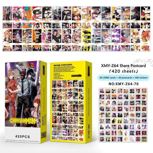 پک 420 عددی لموکارت و استیکر طرح انیمه chainsaw man