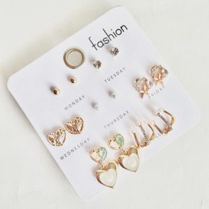 پک گوشواره دخترانه بدل طلا و جواهر