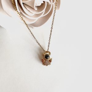 گردنبند دخترانه (طرح فرشته لنز دار)_بدل طلا