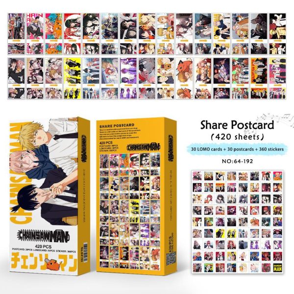 پک 420 عددی لموکارت و استیکر طرح انیمه chainsaw man