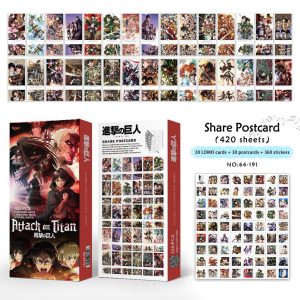 پک 420 عددی لموکارت و استیکر طرح انیمه attack on titan