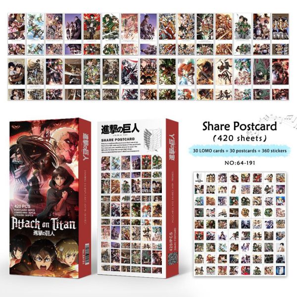 پک 420 عددی لموکارت و استیکر طرح انیمه attack on titan